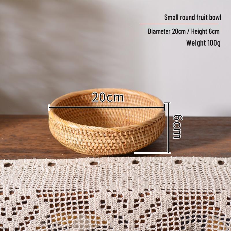 

Round Handwoven Vietnamese Rattan Basket for Snacks, Fruits, and Vegetables