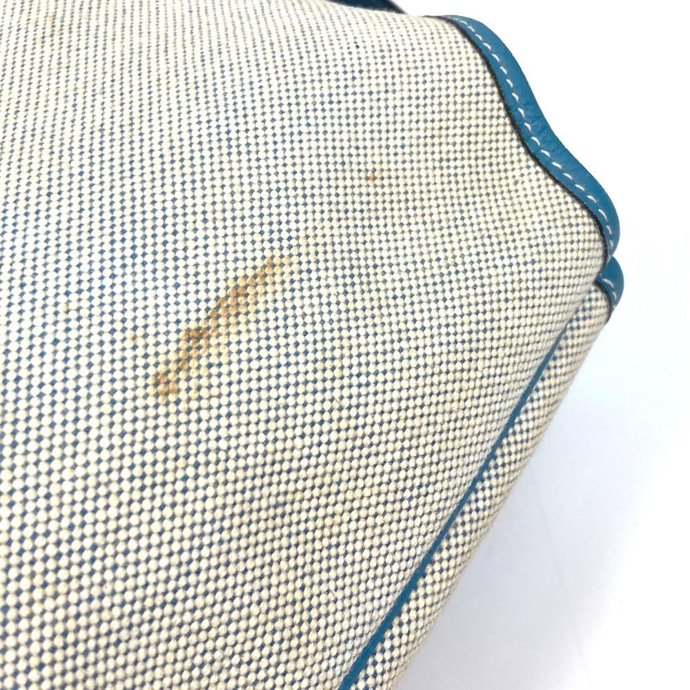 Hermes Shoulder Bag Jardine PM Tote Bag ToileH / Taurillon Clemence Blue/natural