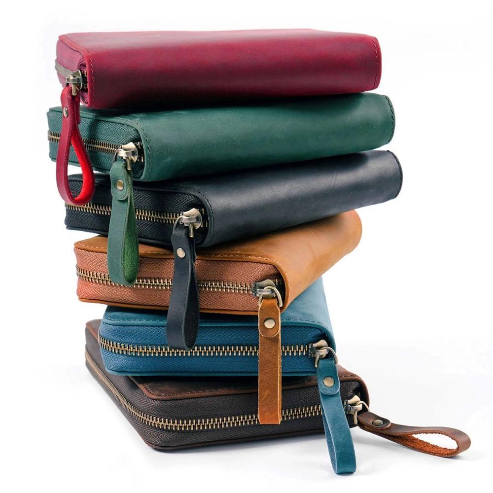 Leather 5-Slot Pen Bag Creative Diary Stationery 2025 Zipper Wrap for Hobonichi/ Stalogy/ Midori