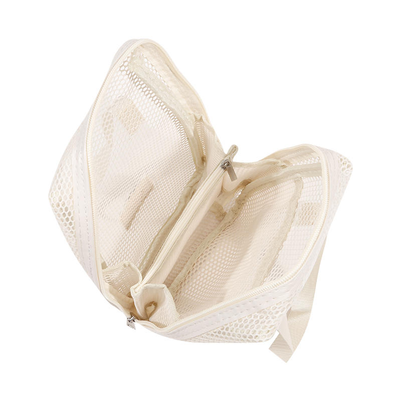 Fashionable Casual Mesh Makeup Bag Large Capacity Handheld Multifunctional Partition Travel Grooming And Storage Bag