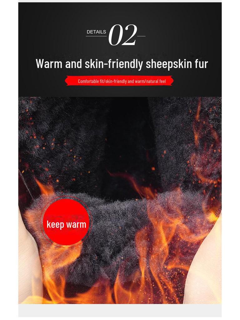 Men's Winter Cowhide Wool-Lined High Top Leather Snow Boots