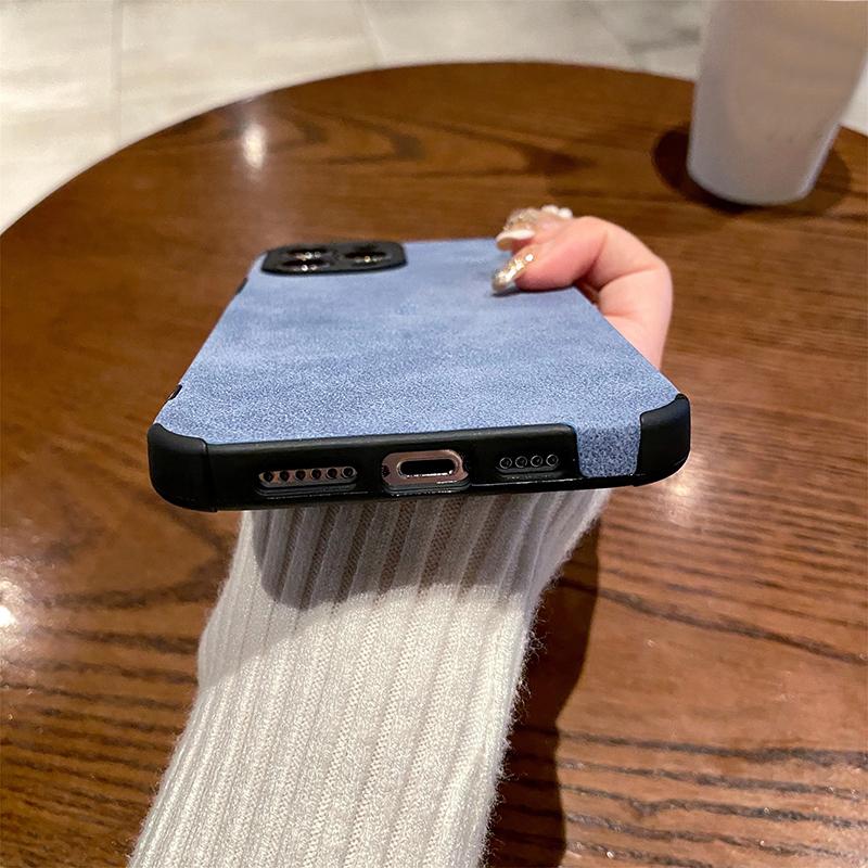 Business Wildleder Lammfell Pu Leder Handyhülle für iPhone 14 13 12 11 Pro Max Xr Xs X 14pro Luxus Stoßfeste Silikonhülle