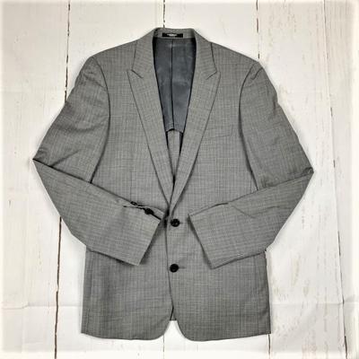 TORNADO MART / Veste Tailleur Haut de Gamme Mélange Soie [L / Gris] Rayures / Simple / 2 Boutons(UTILISÉ)