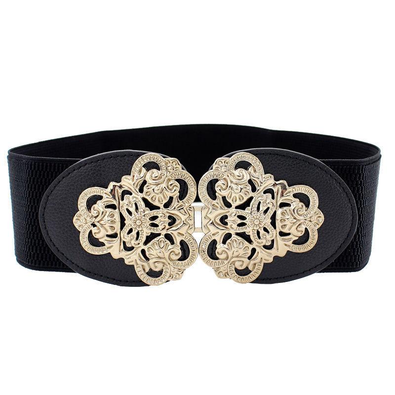 Stylish Women's Black Elastic Waist Belt For Dresses And Coats Perfect For All Seasons