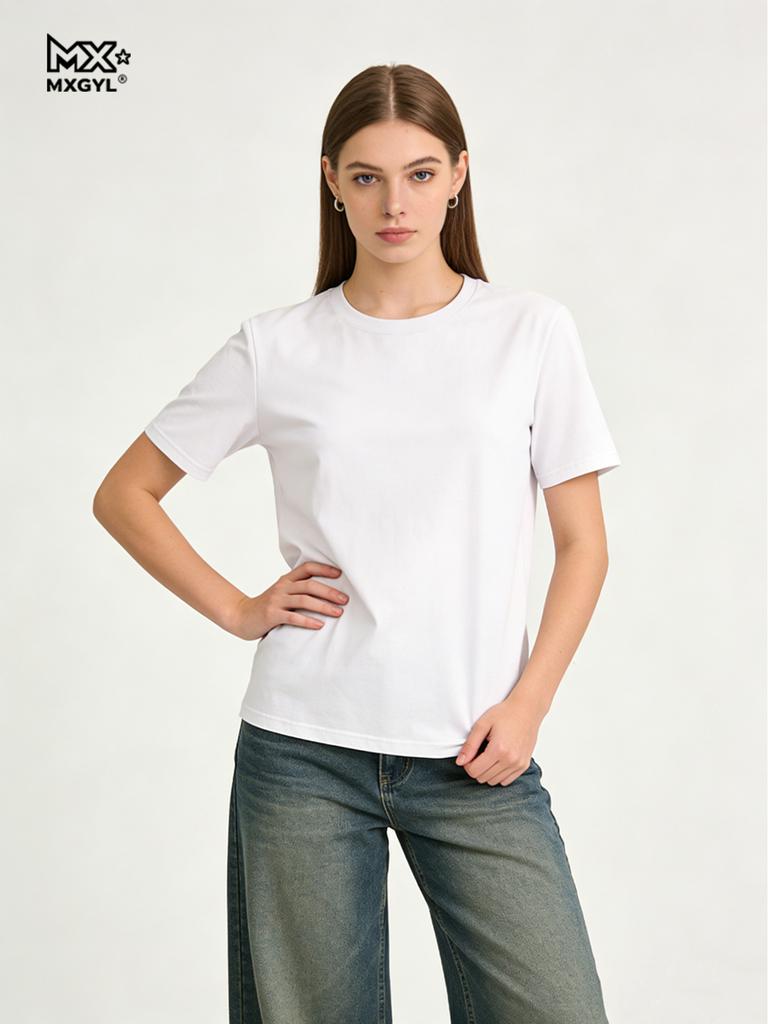 Women T-shirts 2026 Summer Tops Solid Short Sleeve Loose O-neck Casual Ladies Shirts Harajuku Korean Woman Tshirts