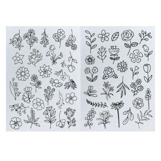 2 Sheets Water Soluble Embroidery Stabilizer DIY Stick Stitch Embroidery Paper with Pre-Printed Flowers Leaves Animals Pattern Beginners Sewing Lover