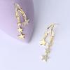Asymmetric Star Fringed Earrings, Asymmetrical C-ring Earrings, Luxurious Minimalist Zircon Pentagram Earrings