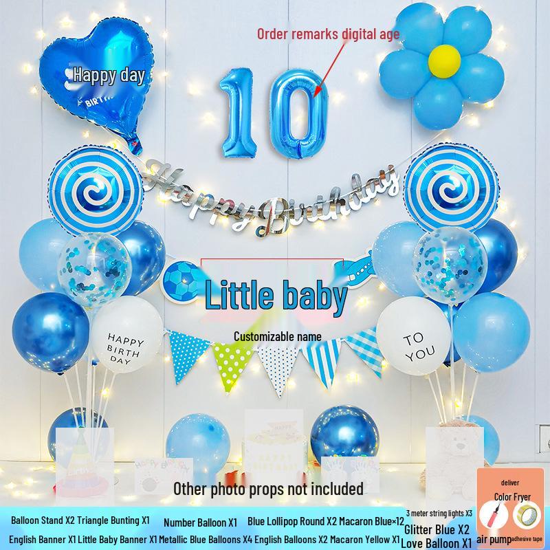 Happy Birthday Balloons for 7-8-Year-Old Girls - Home Party Decoration and Background Wall Decor