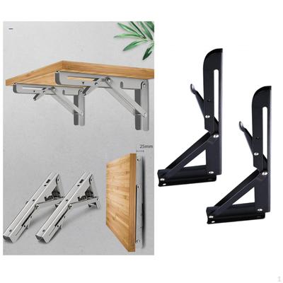 2 Pieces Folding Shelf Brackets Heavy Duty Convenient Practical Triangle Table Bench Wall