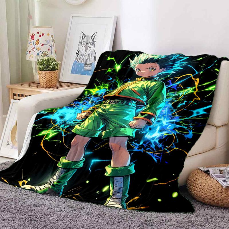 HXH Hunter X Hunter GON FREECSS Killua Zoldyck Cartoon Anime Flannel Blanket,Soft Throw Blanket for Home Bedroom Bed Sofa Gift