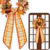 Festival Ribbon Sash Fall Scalloped Wreath for Front Door 55 Inch Plaid Gingham Autumn Thanksgiving Harvest Yard Porch Doorway Indoor Outdoor
