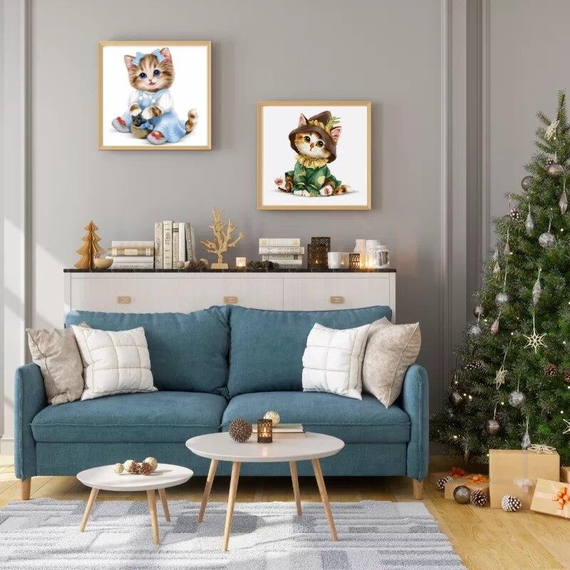 5D Diamond Painting Full Diamond Embroidery Kit "Cartoon Cat" Diamond Painting Cross Stitch Rhinestone Home Decoration