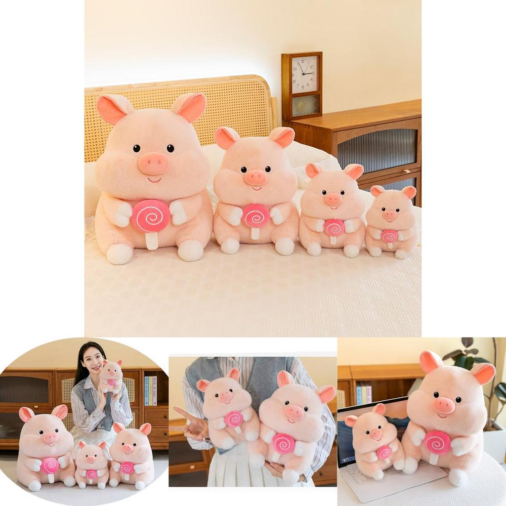 Adorable Plush Pig Doll Soft Stuffed Animal Creative Lollipop Pig Toy Gift Idea