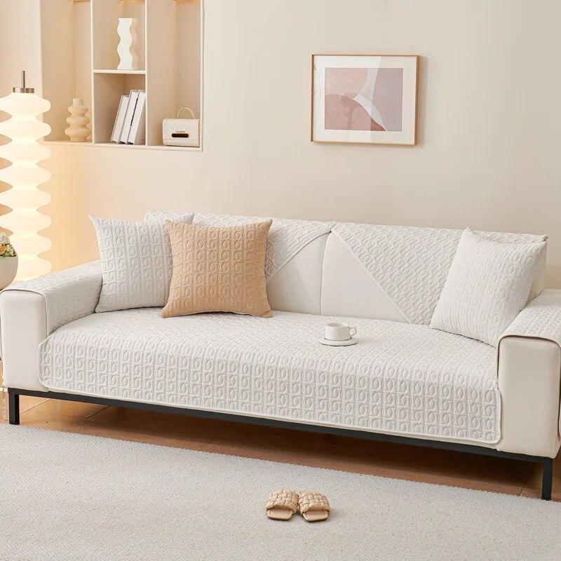 New Korean Little Fresh Sofa Mat Four Season Pure Cotton Anti Slip Cushion Winter Solid Color Fabric Art Sofa Cover Back Cushion