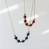 316L Stainless Steel Natural Zircon Garnet Lapis Lazuli Bead Necklace Women's Clavicle Chain Simple Cold Style Small