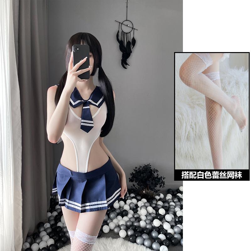 Sex Underwear Sexy One-Piece Student Wear One Dress Two Passion Sailor Suit College JK Skirt