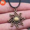 Olá presentes para crianças 1 peça colar com pingente de estrelas do sol joias 42 + 5 cm colar de couro