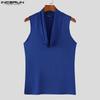 INCERUN Men Summer Low-Cut Swing Collar Sleeveless Thin Casual Tank Tops