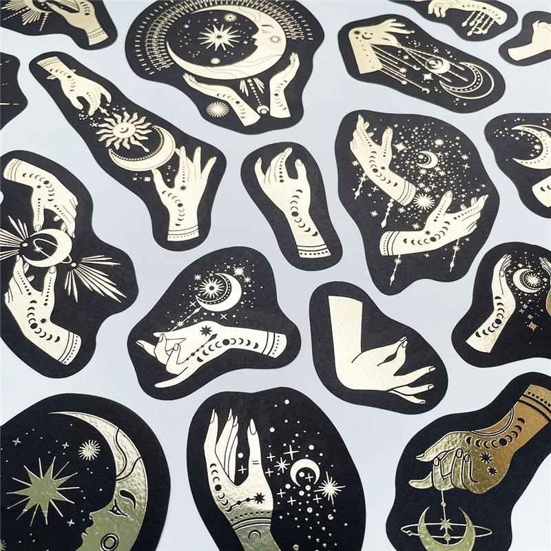 40 Sheets Per Pack Retro Constellation Tarot Card Gold Stickers Label Decoration DIY Diary Student Stationery Material Decorative Stickers