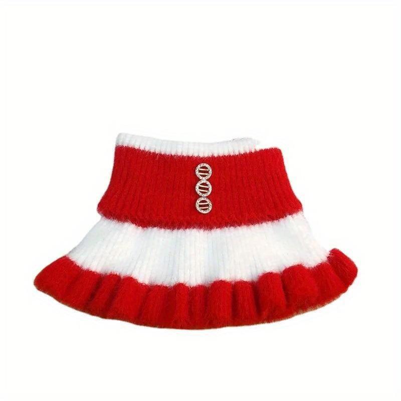 Gola de lapela listrada de malha, capa de pescoço quente para mulheres, espessada, imitação de vison, veludo, gola falsa, cachecol de pescoço