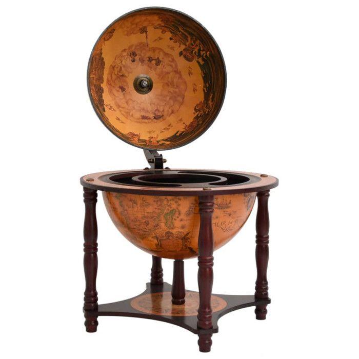 Support à vin bar forme globe Marron Bois d eucalyptus massif