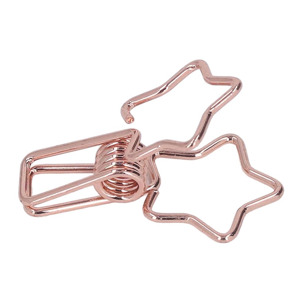 100pcs Star Clips Cute Cartoon Hollow Strong Clamping Force Sturdy Metal Paper Clamps for Account Tickets
