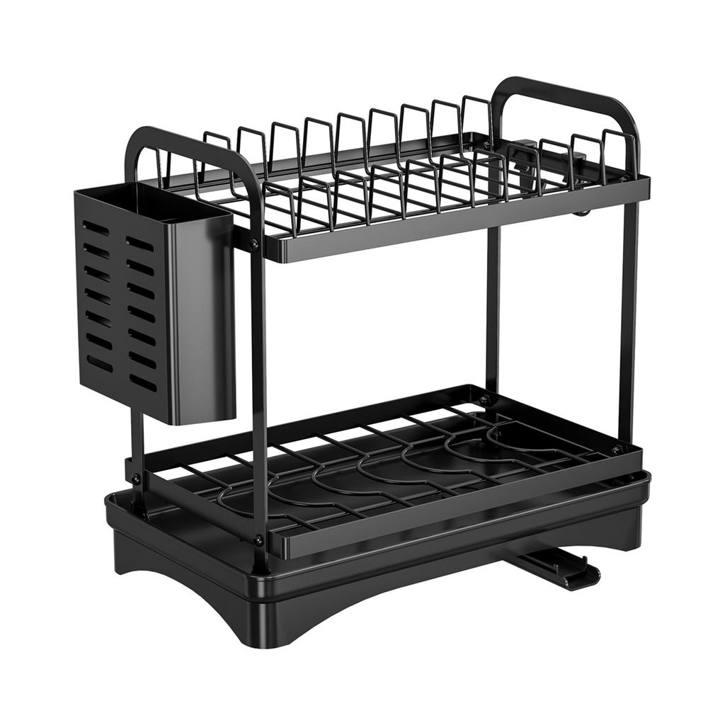 Dish Drying Rack 34.5x18.5x29.5CM 2Tier Dish Drying Bracket Utensil Holder With Drip Tray For Kitchen Counter Storage Holders