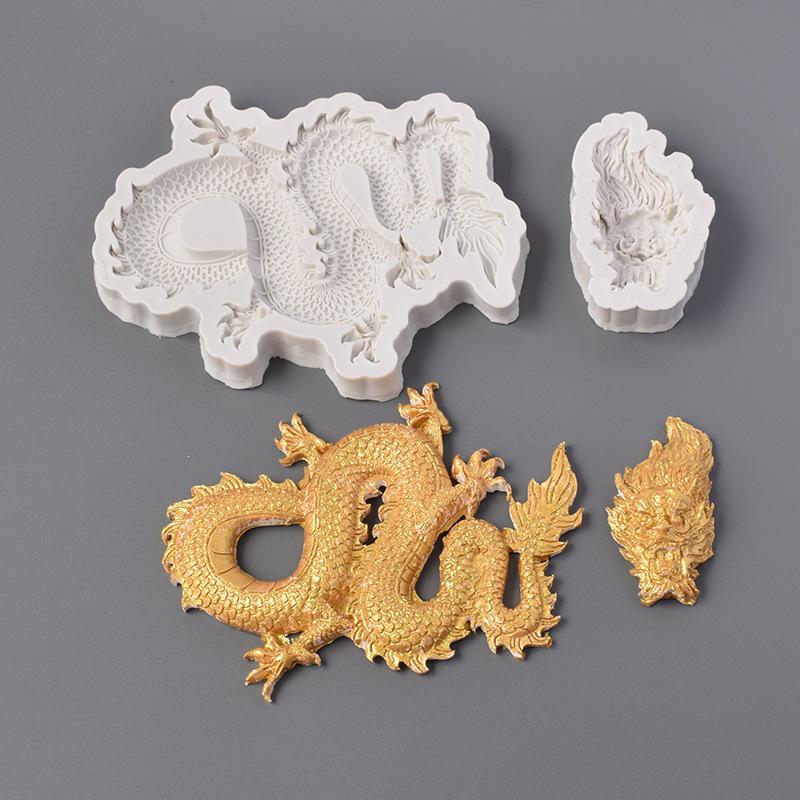 Silicone Dragon and Clouds Fondant Cake Mold for Baking
