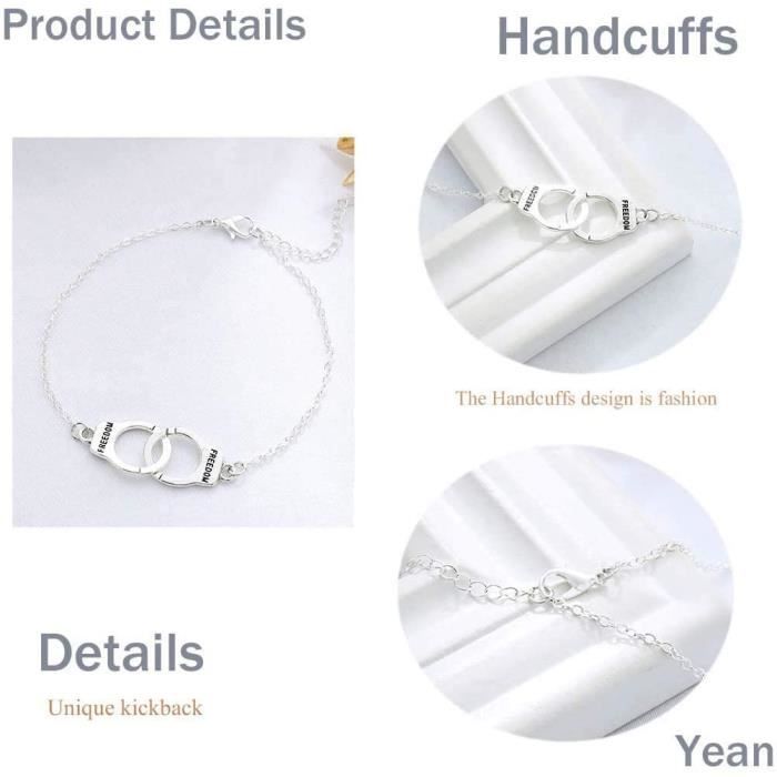Punk Foot Chain Silver Ankle Chain Yean Ankle Bracelet Handcuffs for Women and Girls