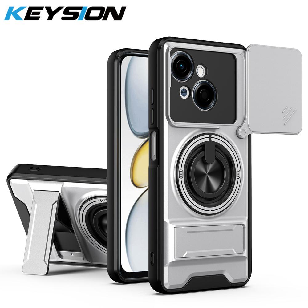 KEYSION Magnetic Phone Case for TECNO Spark Go 1 1S 2025 Slide Camera Protection Upright Kickstand 360 Ring Shockproof Back Cover
