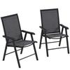 Set of Two Folding Garden Chairs - Dark Grey