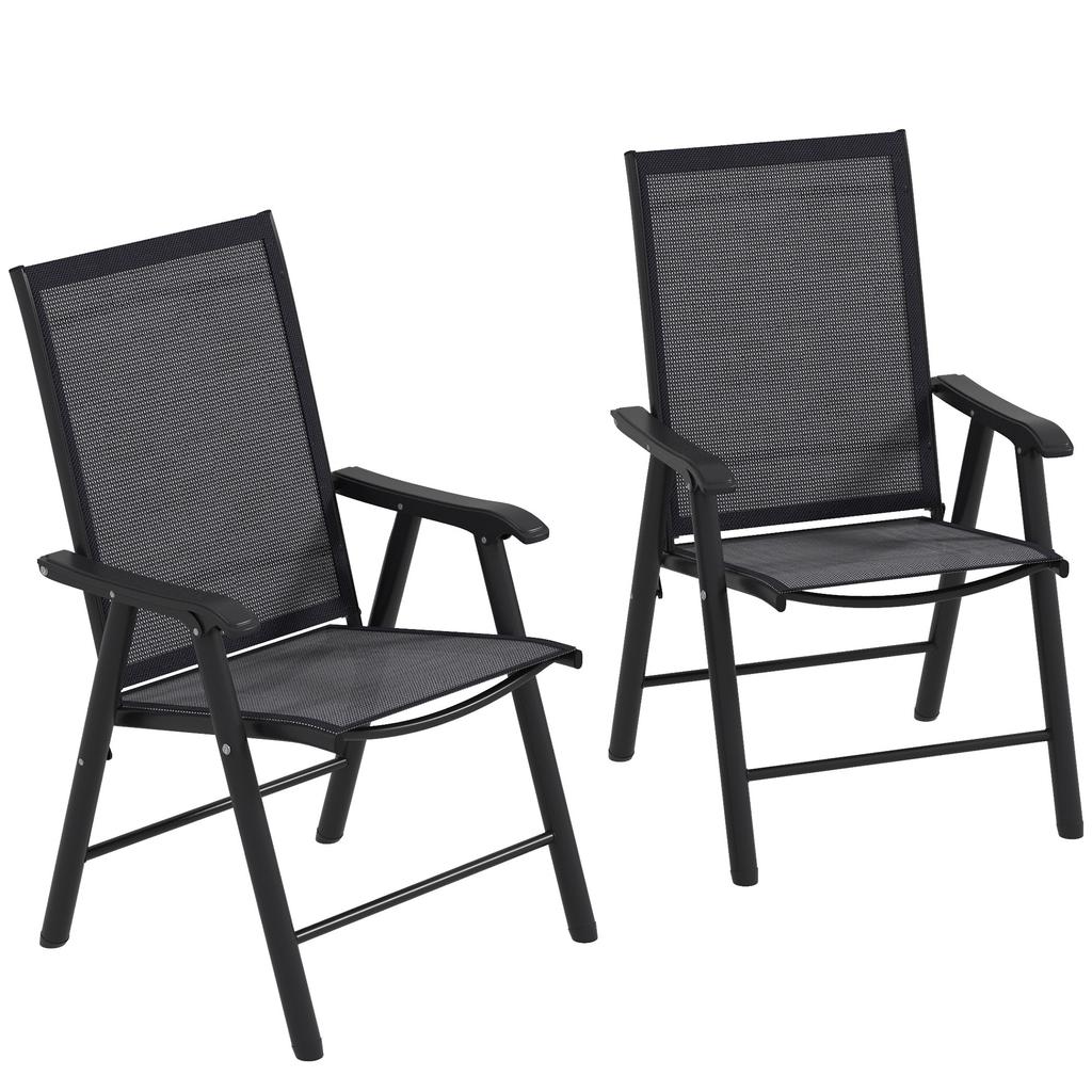Set of Two Folding Garden Chairs - Dark Grey