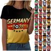 Damski Casualowy Sweter T-shirt Krótki Rękaw Okrągły Dekolt Nadruk z Literami Top do Kibicowania Piłce Nożnej Niemcy 2026 Ubrania dla Fanów