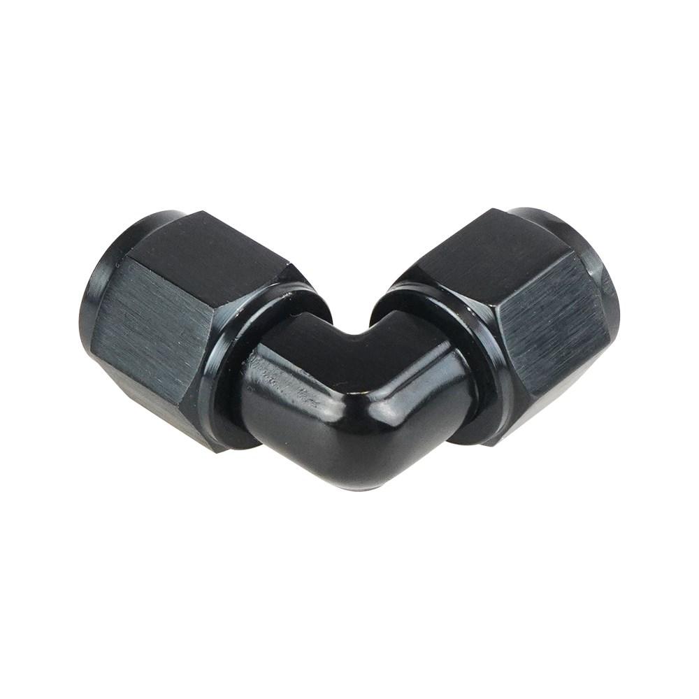 AN10 Female to AN10 Female 90 Degree Swivel Coupler Union Fuel Line Hose Adapter Fittings AN4/AN6/AN8 Aluminum Anodized Black