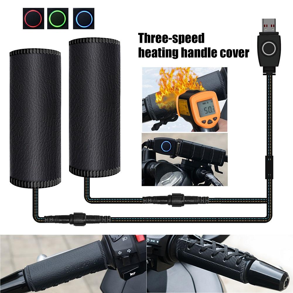 5V Motorcycle Handlebar Heated Pad Winter Heating Grip 3 Heat Waterproof Electric Handlebar Grip USB Heater Scooter