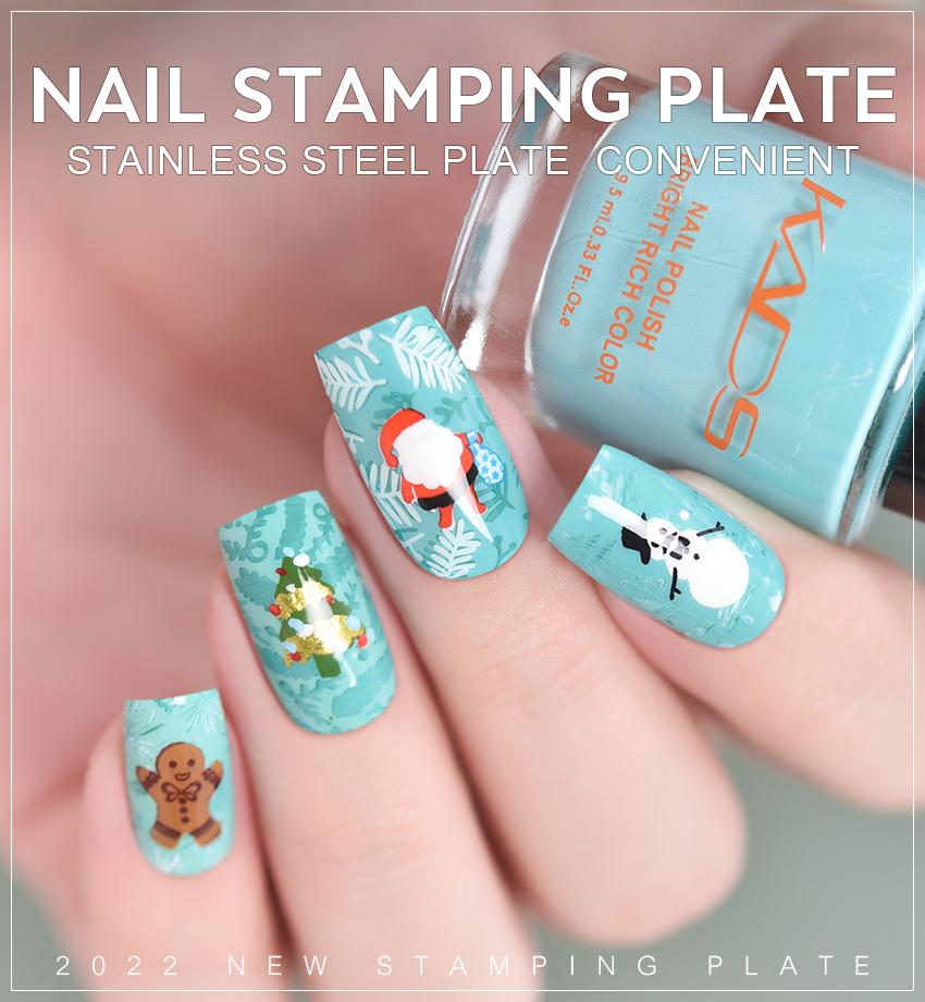 kads Nail Art Stamping Template Christmas 036 Snowman Image Nail Stamp Stencil Plate