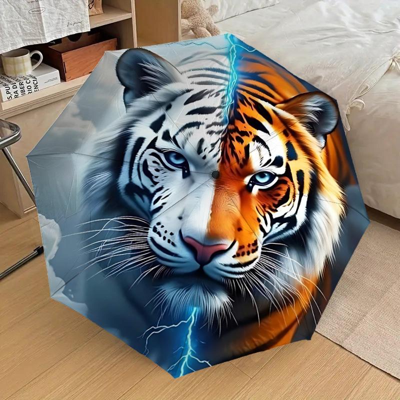 1pc Tiger Face Automatic Open/Close Umbrella, Folding Compact Umbrella with Lightweight Design for Women/Menyy251028188