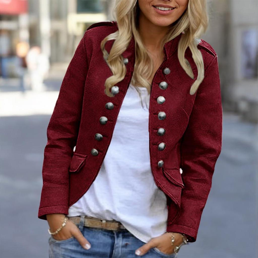 Ladies' Fashionable And Comfortable Breasted Solid Color Long Sleeved Casual Jacket