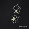 Two Tone Lily Flower Long Threader Drop Earrings Handmade Petal Dangle Ear Rings for Women Elegant Nature Jewelry