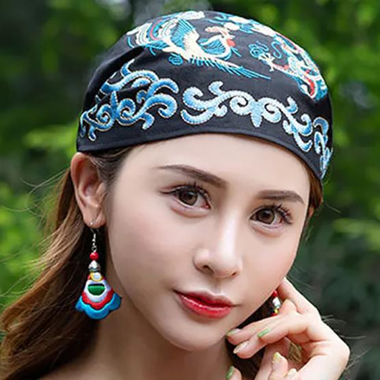 WTEMPO Ženy ležérní mexický styl etnické Vintage výšivka květina černá modrá růžová červená tištěné klobouky