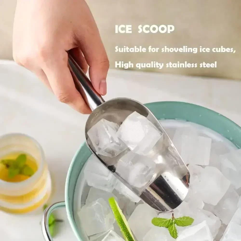Durable Stainless Steel Ice Scoop for Freezer Silver Bar Accessories Metal Ice Scoop Ice Scraper Kitchen