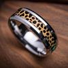Leopard Print Titanium Steel Ring - Unique Design for Couples