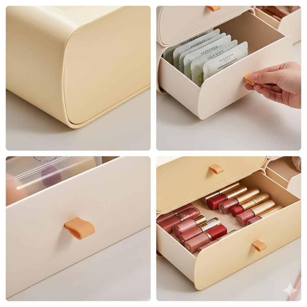 Makeup Organizer with Drawers Stackable Makeup Organizer with Top Tray Free Combination Desktop Vanity Storage for Cosmetics