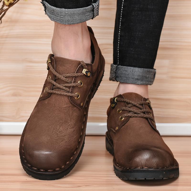 Men's Hand-stitched Leather Shoes Outdoor Casual Shoes