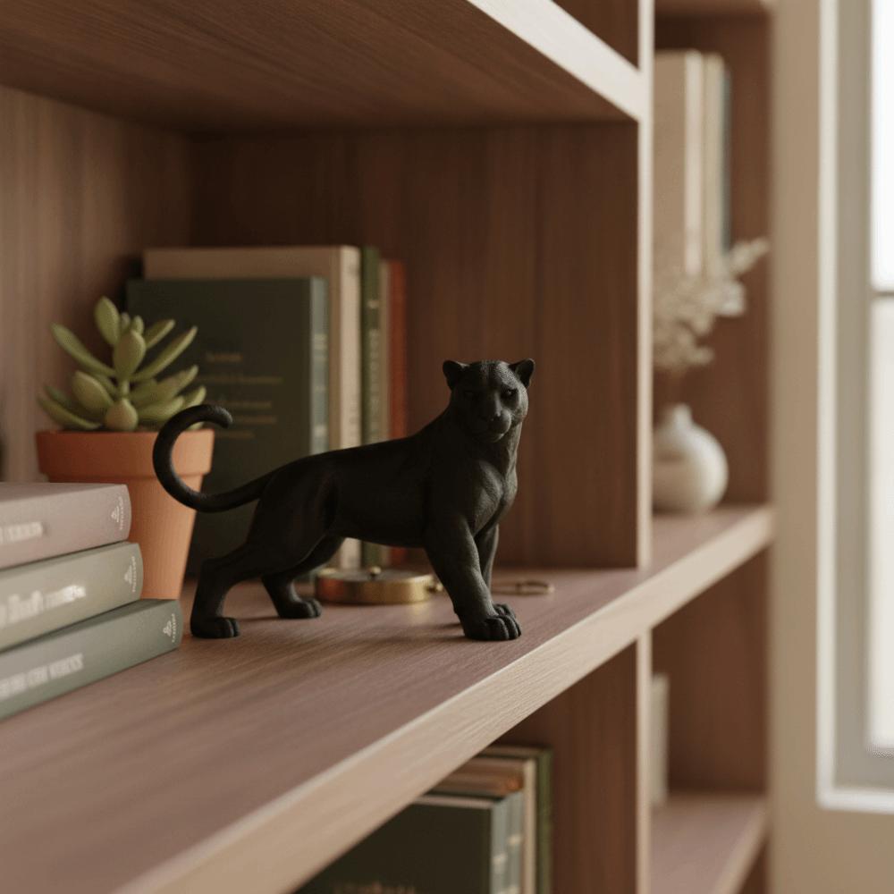 Head Turning 3D Printing Panther Statue Standing Posture Leopard Figure Gift