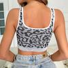 Leopard Print Square Neck Wireless Sports Bra