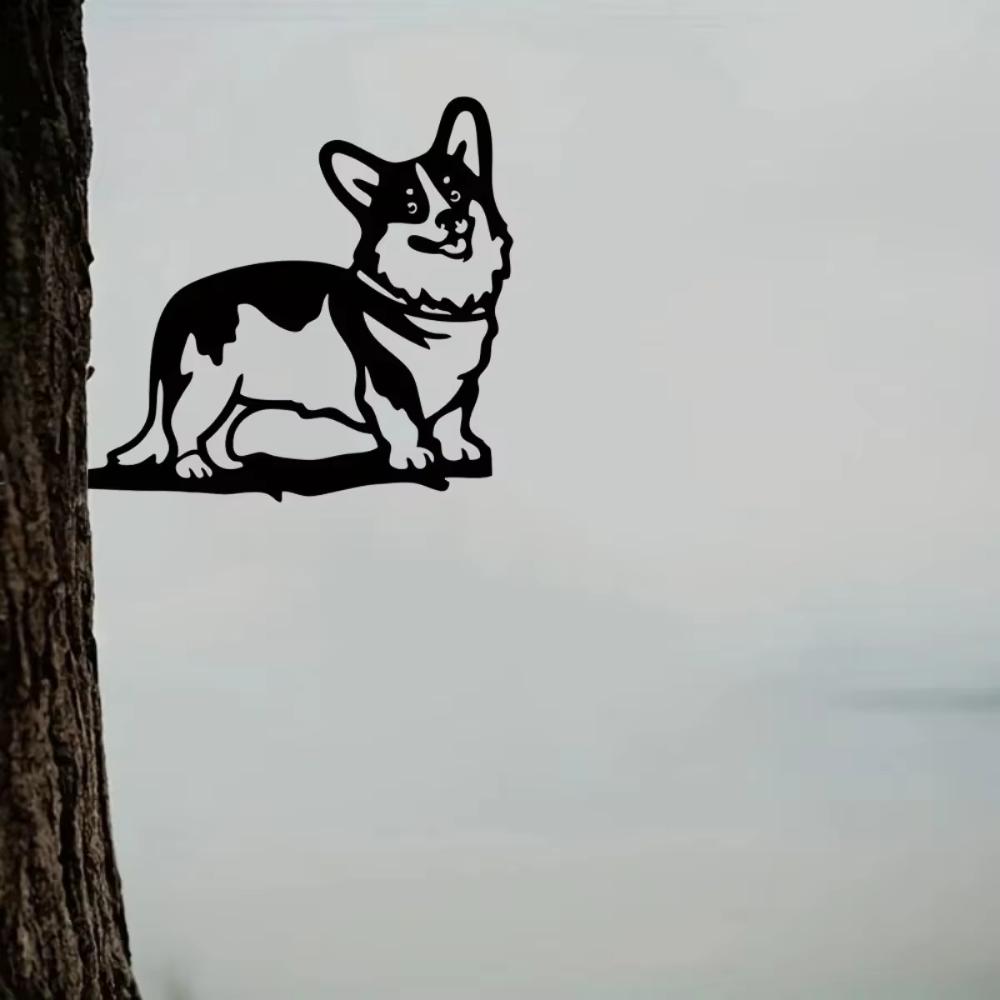 Stylish Metal Corgi Silhouette Sign Rustic Decor for Outdoor Home and Garden Elevate Your Home's Curb Appeal Decoration