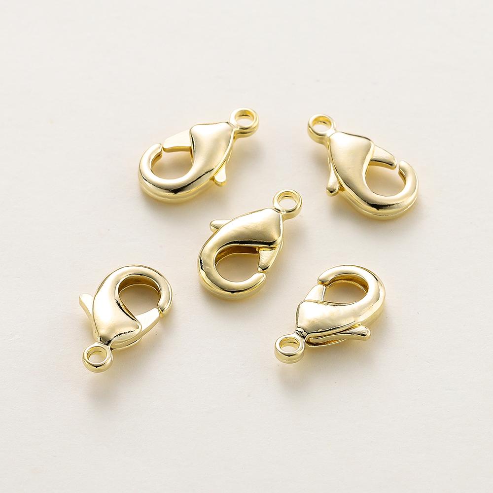 10pcs/bag 14K 18K Gold Plated 10mm 12mm 15mm Lobster Clasps Necklace Bracelet Connector Clips For DIY Jewelry Making Accessories