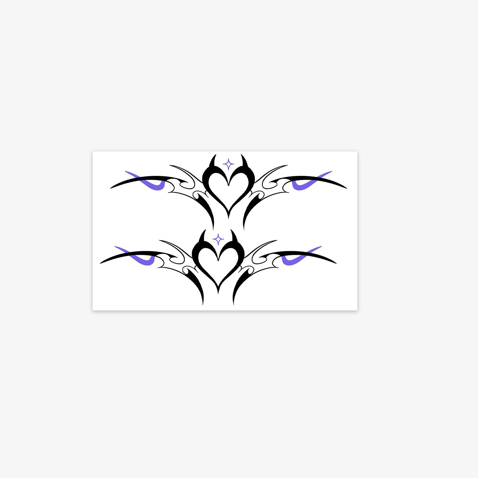

Y2K Love Totem Tattoo Sticker, Black And Purple Contrasting Colors, Long-Lasting Waterproof, Advanced Clavicle Sticker 6*10