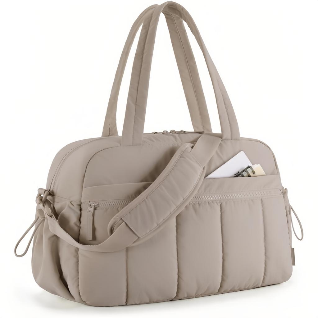 Borsa Duffel da Viaggio Espandibile - Elegante Scomparto per Scarpe Sovradimensionato, Borsa da Palestra Portatile Pieghevole, Duffel Leggero - Sabbia